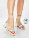 Sandale Dama cu Toc Gros 5JD10 WHITE | MEI