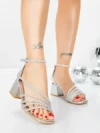 Sandale Dama cu Toc Gros 5JD11 SILVER | MEI