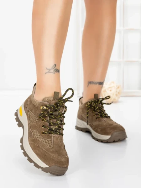 Pantofi Casual Dama din piele naturala K22112 KHAKI | BERLINER