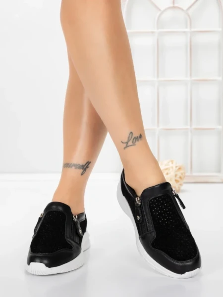 Pantofi Casual Dama din piele naturala CS07 BLACK | FRANCO GERARDO