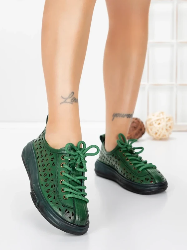 Pantofi Casual Dama din piele naturala 98088 GREEN | FORMAZIONE