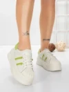 Pantofi Sport Dama din piele naturala P58023 WHITE-GREEN | BERLINER