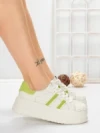 Pantofi Sport Dama din piele naturala P58023 WHITE-GREEN | BERLINER