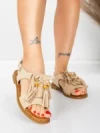 Sandale Dama cu Talpa Joasa 5WH71 BEIGE | MEI