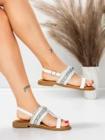Sandale Dama cu Talpa Joasa 5WH72 WHITE | MEI