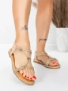Sandale Dama cu Talpa Joasa 5WH73 BEIGE | MEI