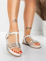 Sandale Dama cu Talpa Joasa 5WH75 WHITE | MEI