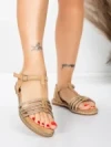 Sandale Dama cu Talpa Joasa 5WH75 BEIGE | MEI
