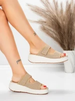 Papuci Dama cu Platforma 5GS35 BEIGE | MEI