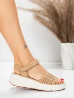 Sandale Dama cu Platforma 5GS36 BEIGE | MEI