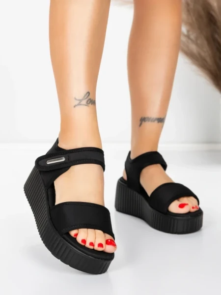 Sandale Dama cu Platforma 5GS56 BLACK | MEI