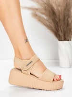 Sandale Dama cu Platforma 5GS56 BEIGE | MEI