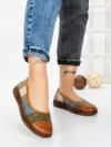 Balerini Dama din piele naturala 2211-1 BROWN-GREEN | BERLINER