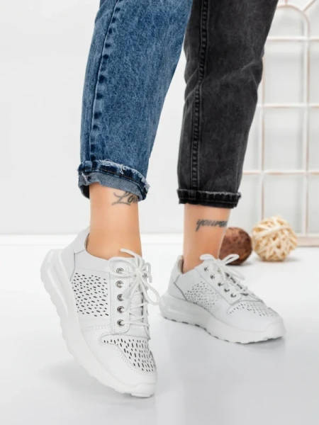 Pantofi Casual Dama din piele naturala K250-1 WHITE | GALLOP