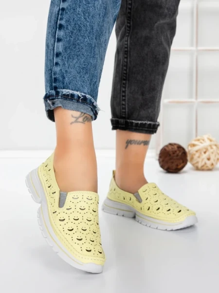 Balerini Dama din piele naturala K242-4 YELLOW | GALLOP
