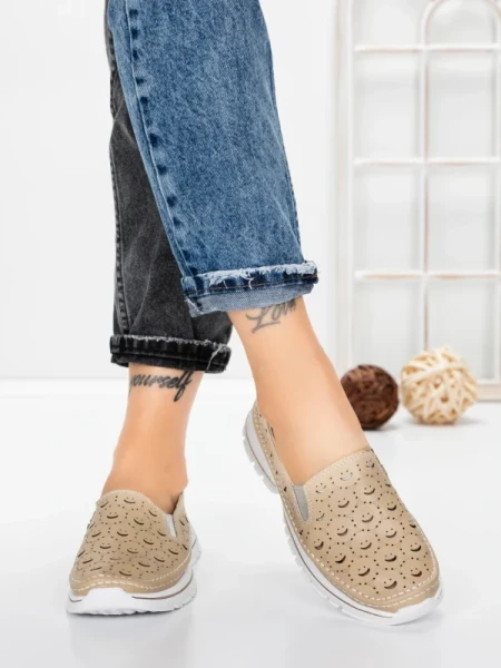 Balerini Dama din piele naturala K242-4 APRICOT | GALLOP