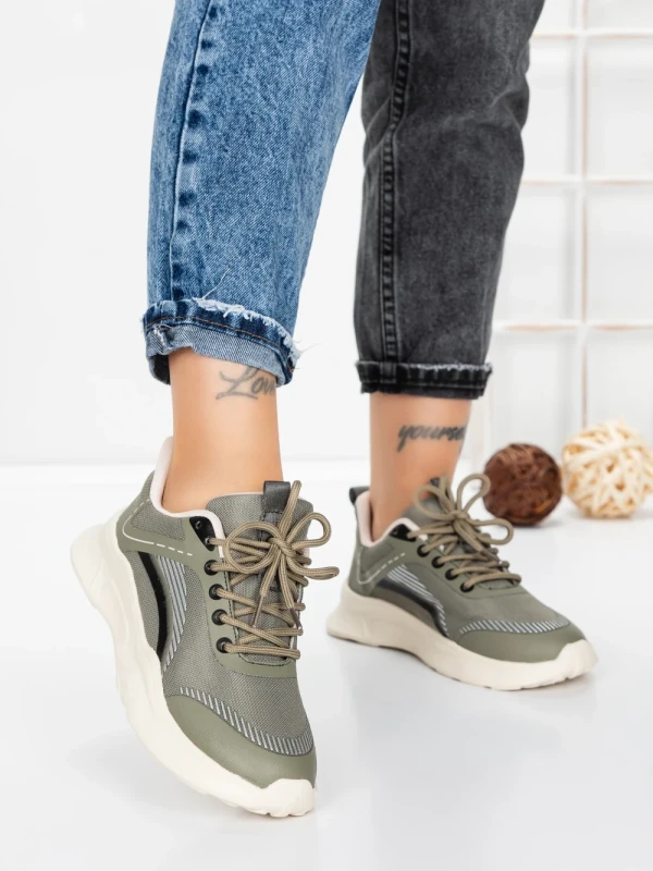 Pantofi Sport Dama din piele naturala 66916-5 KHAKI | STEPHANO