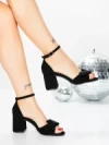 Sandale Dama cu Toc Gros 5XKK90 BLACK | MEI