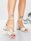 Sandale Dama cu Toc Gros 5XKK90 WHITE | MEI