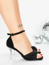 Sandale Dama cu Toc Subtire 5XKK110 BLACK | MEI