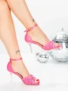 Sandale Dama cu Toc Subtire 5XKK110 ROSE | MEI