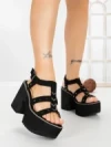 Sandale Dama cu Toc Gros si Platforma 20006N NEGRO | STEPS HIGHER