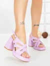 Sandale Dama cu Toc Gros si Platforma A30-98 PURPLE | FESTISIMO