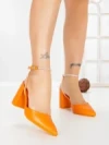Sandale Dama cu Toc Gros G60-4 ORANGE | FESTISIMO