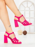 Sandale Dama cu Toc Gros G2433 FUSHIA | FESTISIMO
