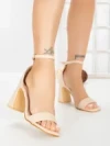 Sandale Dama cu Toc Gros JJ23-31 BEIGE | FESTISIMO