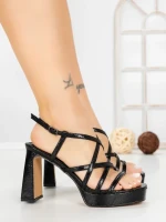 Sandale Dama cu Toc Gros W18-99 BLACK | FESTISIMO