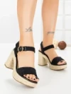 Sandale Dama cu Toc Gros si Platforma OP16-42 BLACK | CINK ME