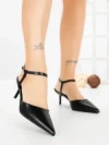 Sandale Dama cu Toc Subtire LE129-8 BLACK | CINK ME