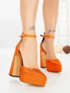 Pantofi cu Toc gros si Platforma LD-1167 ORANGE | L.DAY