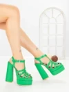 Sandale Dama cu Toc Gros si Platforma TOT-138 GREEN | L.DAY