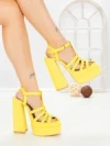 Sandale Dama cu Toc Gros si Platforma TOT-138 YELLOW | L.DAY