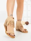 Sandale Dama cu Talpa Joasa WL641 BEIGE | ABLOOM