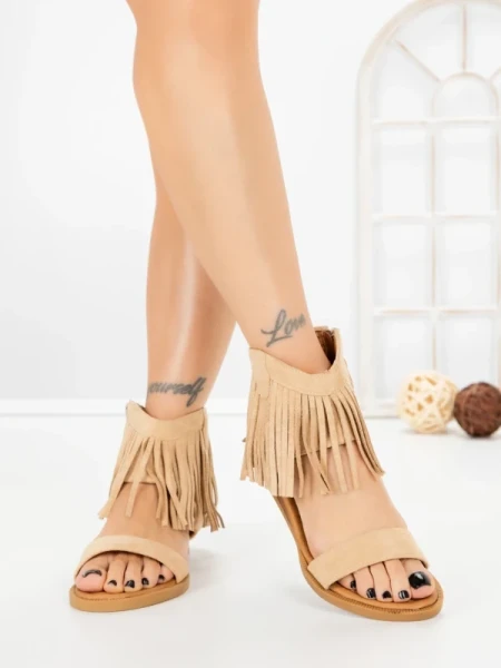 Sandale Dama cu Talpa Joasa WL641 BEIGE | ABLOOM