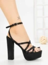 Sandale Dama cu Toc Gros si Platforma K697 BLACK | ABLOOM