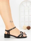 Sandale Dama cu Toc Gros LL-04 BLACK | FESTISIMO