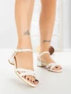 Sandale Dama cu Toc Gros LL-04 WHITE | FESTISIMO