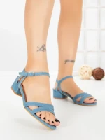 Sandale Dama cu Toc Gros LL-04 BLUE JEANS | FESTISIMO