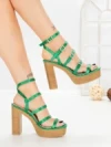 Sandale Dama cu Toc Gros si Platforma Y328-52 GREEN | FESTISIMO