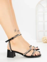 Sandale Dama cu Toc Gros Y328-54 BLACK | FESTISIMO