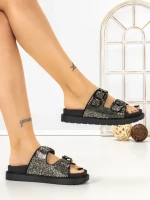 Papuci Dama cu Talpa Joasa 5LE106 BLACK-GUN | MEI