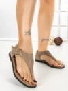 Sandale Dama cu Talpa Joasa 5LE58 KHAKI | MEI
