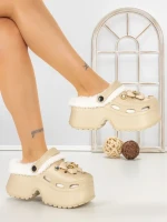 Papuci Dama cu Platforma F63 BEIGE | L.DAY