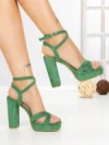 Sandale Dama cu Toc Gros si Platforma 2BL-2097 GREEN | BUONAROTTI