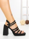 Sandale Dama cu Toc Gros si Platforma 2S-2388 BLACK | BUONAROTTI