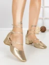 Pantofi cu Toc Gros S-3249 GOLD | BUONAROTTI